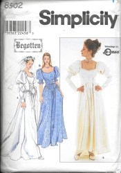 8502 SIMPLICITY RENN BEGOTTEN LACED FLOOR DRESS,TRAIN PATTERN 6-22